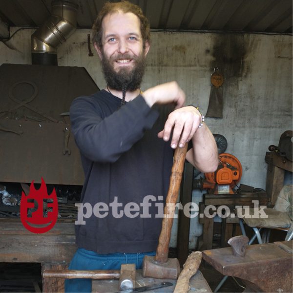 Peter, the blacksmith at the Petefire Artist Blacksmith Forge, St Albans, Herts.