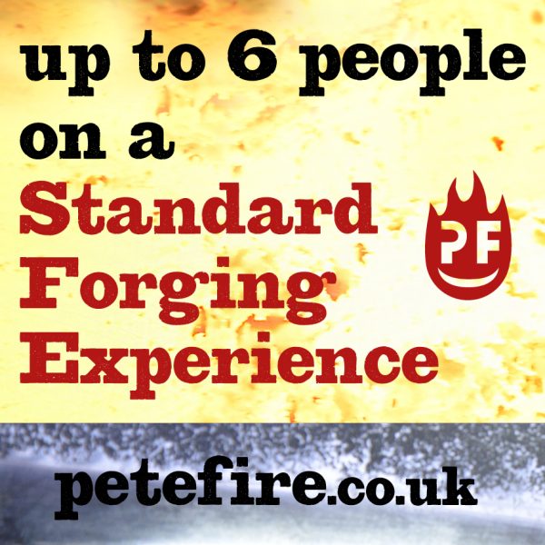 Up to 6 people can take part in a Petefire Standard Forging Experience.