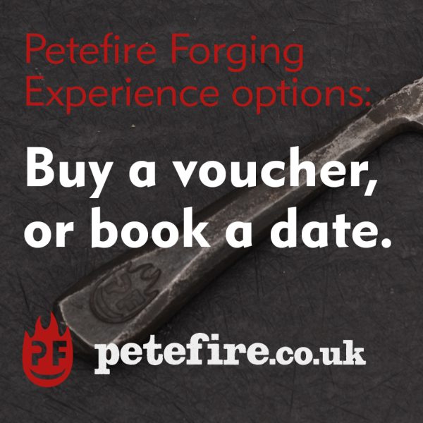 Buy a voucher, or book a date for a Petefire Blacksmith Forging Experience, petefire.co.uk