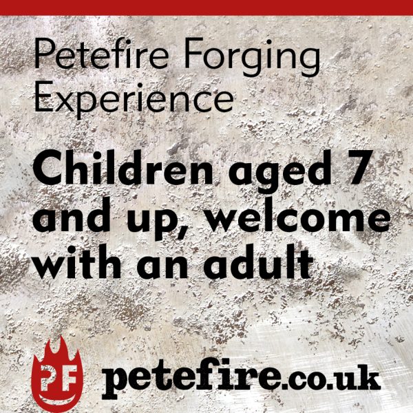 Children aged 7 and up, welcome with an adult on a Petefire hot metal forging experience